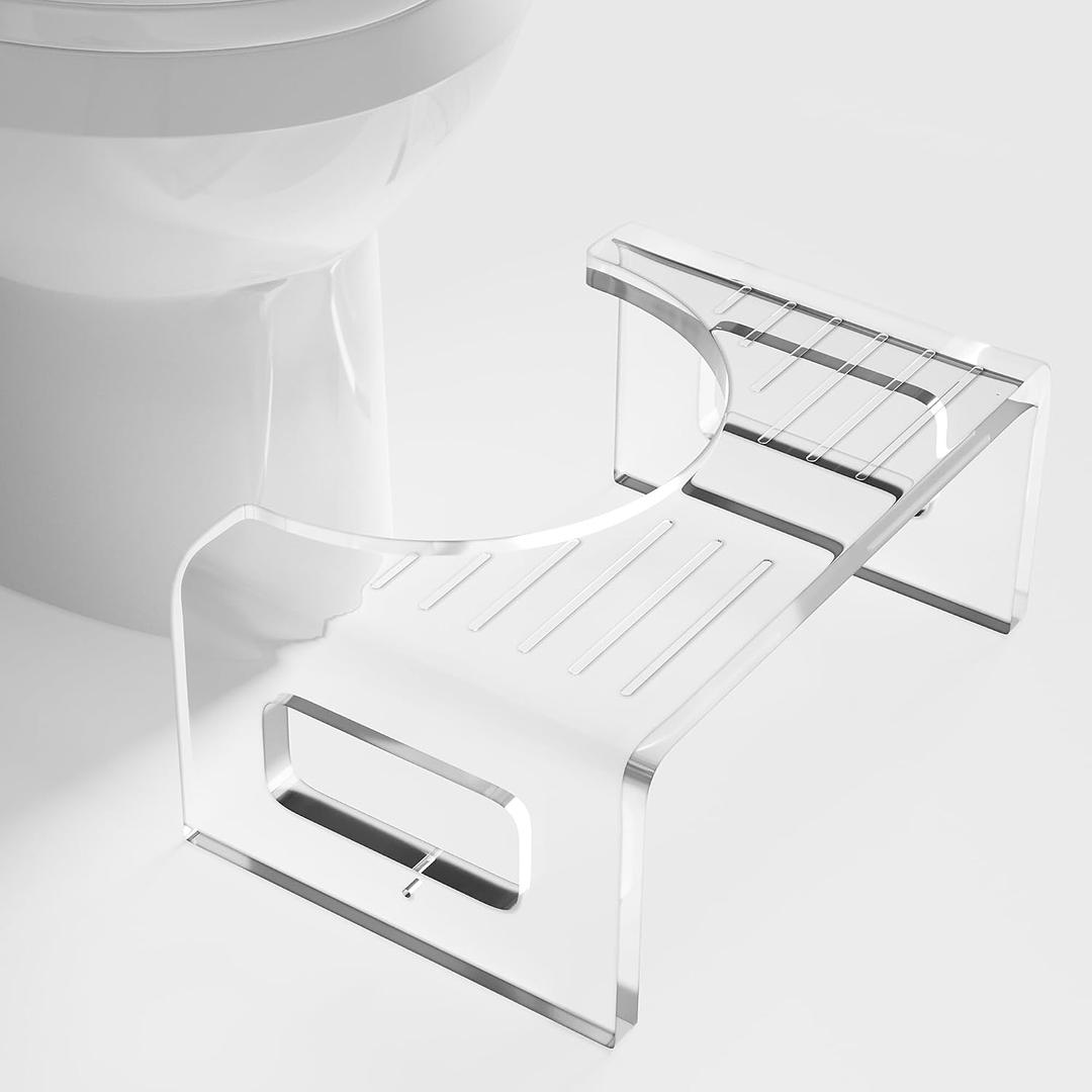 Royalcraft 7'' Tall Acrylic Toilet Stool, Modern Non-Slip Potty Stool for Children & Adults, Men & Women, Squatting Toilet Stool for Bathroom