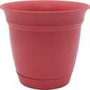 The HC Companies Eclipse Round Planter with Saucer - Outdoor & Indoor Plant Pot with Drainage Holes - Lightweight, UV-Resistant Plastic Pots for Plants, Flowers & Herbs (10" Rose, Pack of 1)