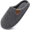 ONCAI Men's House Slippers Memory Foam Slip-On Warm Cozy Scuff Home Bedroom Shoes with Indoor/Outdoor Rubber Soles US Size 7-15