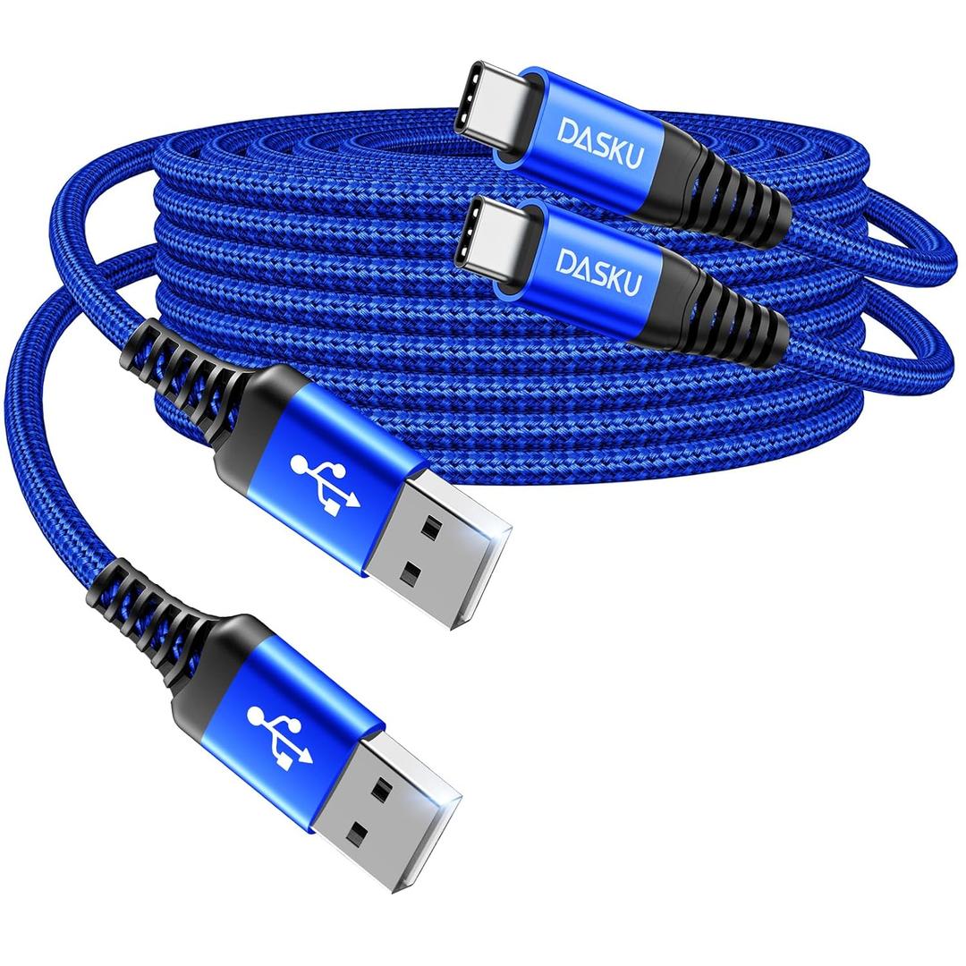 USB C Cable Fast Charging 6FT, 2Pack USB A o USB C Cable, Upgraded Extra Durable Braided USB A to USB C Charger Cord USB Type C Cable for iPhone 17 16 15 Pro Max,Samsung Galaxy S10, LG and More-Blue