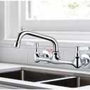 KZH Kitchen Faucet Chrome Commercial Sink Faucet with 8 Inch Swivel Spout 8" Center 2 Handle Wall-Mount Faucet for Utility Laundry Room Restaurant Sink