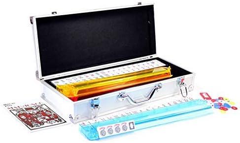 American Mahjong Set 166 Tiles 4 All in One Pusher Rack Combo (Aluminum Case), 20 inches x 8 inches x 4.5 inches
