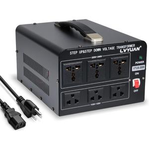 LVYUAN 3000 Watt Voltage Converter Transformer Heavy Duty Step Up/Down AC 110V/120V/220V/240V Power Converter with 3 US Outlets, 3 Universal Outlets, Resettable Circuit Breaker Protection