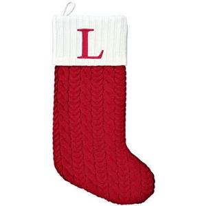 St. Nicholas Square 21 Inch Cable Knit Monogram Stocking L