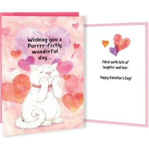 4 x Cats Valentines Day Card, Cute Valentines Day Gifts for Her Women, Romantic Cat Valentine's Gifts Ideas for Wife Girlfriend from Husband Boyfriend