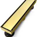 SaniteModar Linear Shower Drain, Gold Shower Drain 12 inch with 2 in 1 Tile Insert Panel, with Hair Strainer and Leveling Feet