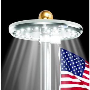 Deluxe Flag Pole Light Solar Powered - 1300 Lumen for Flagpole - Light Up American Flag Outdoor from Dusk to Dawn for 12+ Hours - 100% Coverage Silver Flag Light