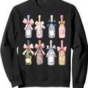 Christmas New year Champagne T-Shirt Glass Coquette Bottle Sweatshirt, Black Small