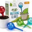 Little Green Leaf Automatic Plant Watering Globes Self Watering Planter Inserts (Set of 4) | Hands Free Multicolor Glass Bulbs | Planter Spikes to Support Indoor & Outdoor Plant Health (100ml), Small