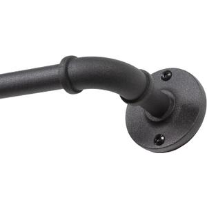 Kenney Adler Indoor/Outdoor Black Curtain Rod - Adjustable 48 to 84 Inches for Windows, Patio - Textured Pipe Industrial Design