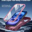 FNTCASE for iPhone 16 Phone Case: Military Grade [Built-in Screen Protector] [Kickstand] Matte Textured Drop Proof Protection Cover | Rugged Shockproof TPU Protective Sturdy Cases - Pink