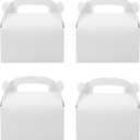 30-Pack White Party Favor Treat Boxes, Goodie Gable Paper Gift Boxes with Handles. Perfect for Wedding, Birthday, Graduation, Babyshower.