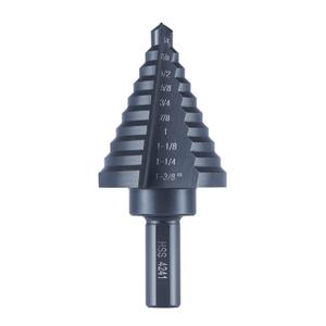 10 Sizes Step Drill Bit for Metal Sheet, 1/4 to 1-3/8 Inches High Speed Steel Drill Cone Bits for Hole Drilling Cutting, HSS Multi Size Hole Stepped Up Unibit
