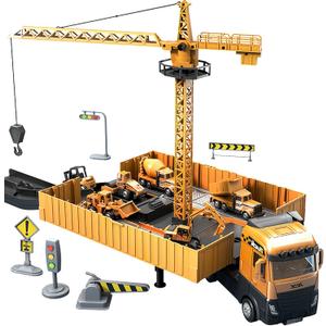 TORMEN Construction Site Truck Toy Kids,Cranes, Excavator trucks,Cement mixers, Dump trucks, Forklifts,Enhances Creativity Perfect for Group Play Skill Development ideal gift for Toddlers Preschoolers