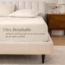 Bare Home 100% Organic Cotton Queen Fitted Sheet - Crisp Percale Weave - Lightweight & Breathable - Deep Pocket Fitted Sheet (Queen, Sand)