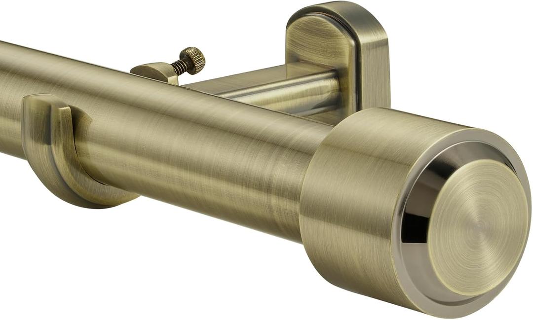 Heavy Duty Curtain Rods, 1 1/8 Inch Diameter Single Curtain Rod 72-144Inch(6-12ft) Extendable Length with End Caps Adjustable Modern Brackets-Antique Bronze
