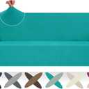 ZNSAYOTX Super Stretch Sofa Cover (72"-92"), New Striped Sofa Covers Fitted Slipcovers with Elastic Bottom, Dog Cat Pets Proof Spandex Washable Fabric Comfortable & Durable (Sofa, Peacock Teal)
