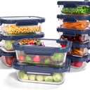 BOROHOUSE 10Pack Glass Food Storage Containers with Tempered Lids – Borosilicate, Airtight, OvenSafe (4°F~950°F), BPAFree, 4.4 & 1.6 Cup, LeakProof, Dishwasher Safe (Blue)