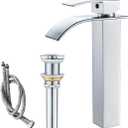 VOTON Vessel Sink Faucet Chrome Modern Tall Waterfall Bathroom Sink Faucet with Pop-Up Drain Single Handle Bathroom Faucet 1 Hole Bowl Lavatory Vanity Faucet, Sink Camper Farmhouse Bathroom Faucet