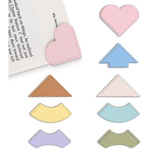 4 x 8 Pcs Colorful Geometric Shaped Leather Bookmarks, Stylish Corner Page Accessories, Geometric Themed Book Page Holders, Durable Book Markers for Reading, Reading Gifts for Women Teens & Book Lovers