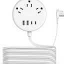 Flat Extension Cord 25 ft, NTONPOWER Flat Plug Power Strip with 3 Outlets 4 USB Ports(2 USB C), Ultra Thin Extension Cord Under Carpet, Mountable, Long Outlet Extender for Indoor Home Office Room