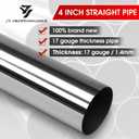 JY PERFORMANCE 4 Inch Straight Exhaust Pipe DIY Custom Mandrel Tube, 47.3 Inch Length, 4'' OD Mandrel Straight Pipe, T304 Stainless Steel, Universal Fitment -17 Gauge