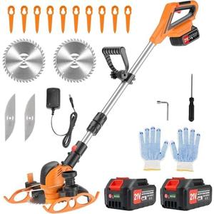 Electric Weed Wacker Cordless, 21V Weed Eater Battery Powered with 2X 2.0 Ah Battery, 2 in 1 Lawn Edger, String Trimmer for Yard Garden Lawn Bush Trimming