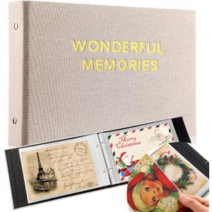 Spiareal Wonderful Memories Card Organizer Set Greeting Card Holder 6 x 8 Inches 100 Pages Stamping Binder Album Display Organization Storage for Memory Greeting Photo Gift, 7.09 x 10.24 inches