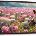 Jesus Lamb Large Wall Art Christian Religious Painting Wall Decor Church Canvas Prints Pink Pictures Framed Artwork Decoration for Prayer Bedroom Living Room Office 36"x24"