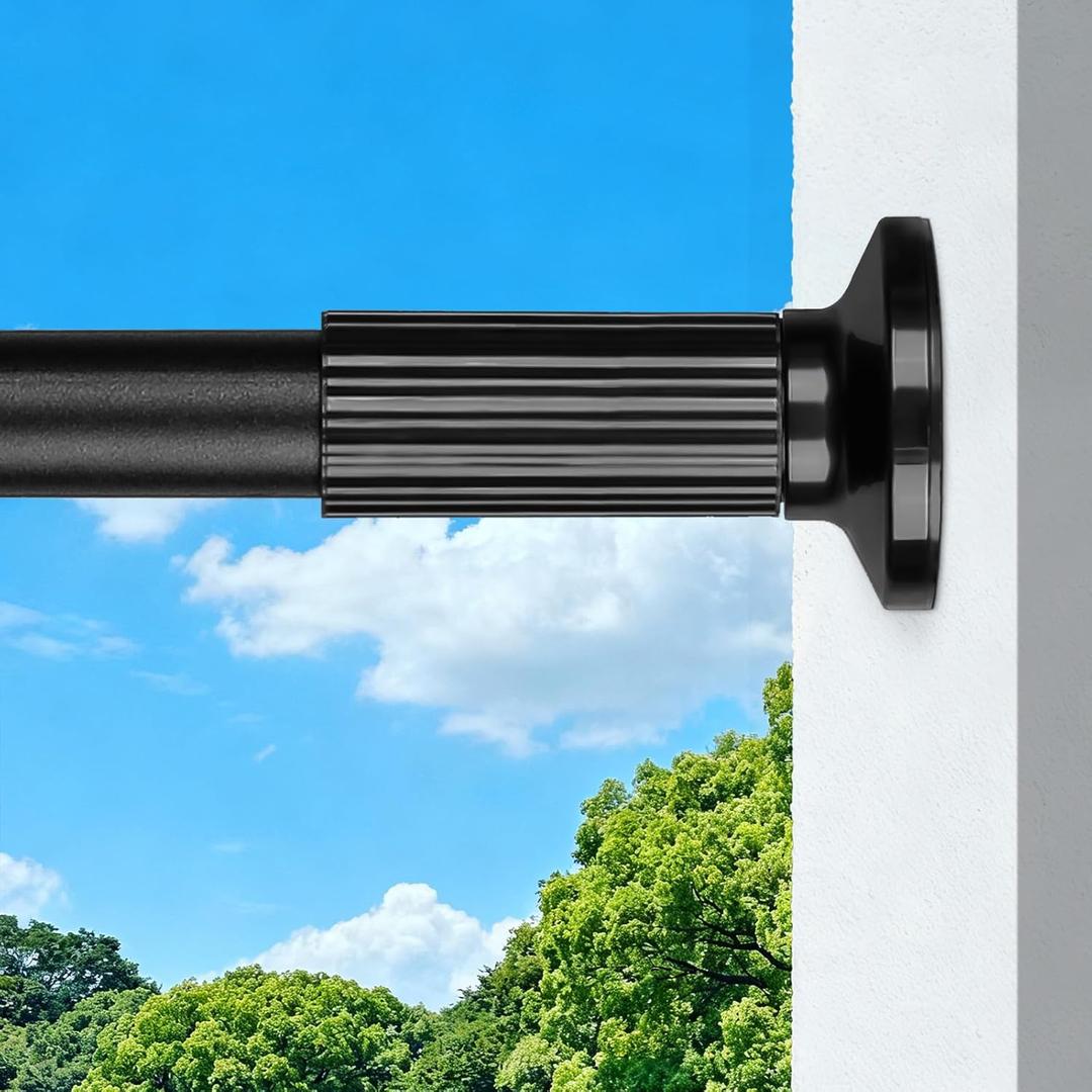 Tension Curtain Rod, 51-165 Inch,Spring Shower Closet for Windows or Shower,Easy to Install, No Drilling, Rust, Bathroom, Rod Diameter 1.26 Inches, Black,Umimile