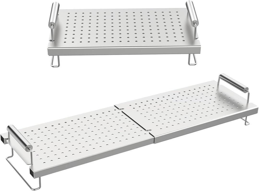 Grill Warming Rack for Blackstone Flat Top 28 36 17 22 Inch Griddle, Universal Adjustable Stainless Steel Grill Rack for Blackstone for Nexgrill Griddle Accessories, 15"L to 25"L
