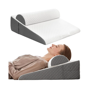 Bed Wedge Pillow for Sleeping with Headrest, Wedge Pillow Set for After Surgery Acid Reflux Back Pain Relief, Snoring & Gerd Memory Foam Triangle Incline Headboard Wedge Pillow