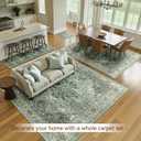 RELEANY Area Rugs 7'x9' Washable Non-Slip, Floral Vintage Distress Print Pattern Medallion Carpet for Living Room Bedroom Dining Room, Dark Green Gray