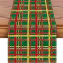 5 x Artscope Buffalo Plaid Christmas Table Runner, Xmas Winter Holiday Kitchen Dining Table Decoration for Christmas Home Party Decor 13x72 Inch-Green
