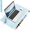 YSAGi Non-Slip Leather Desk Pad, Waterproof Laptop Computer Desk Keyboard Mat, Table Protector Blotter Mat, Large Mouse Pad for Office/Work/Home/Decor(Sky Blue, 23.6" x 13.7")