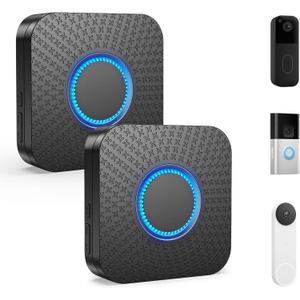 2 Pack Smart Wireless Doorbell Chime, 3 in 1 Doorbell Extender - Compatible with Ring & Blink & Google Nest Video Doorbell, No Wiring for Home, Elderly & Hearing Impaired