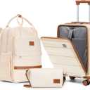 imiomo Carry on Luggage Airline Approved with Front Pocket and USB Port, Hard Shell 20 Inch Travel Carry-on Suitcase with Spinner Wheels and TSA Lock, White