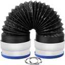 4Inch Flexible Dryer Vent Hose, 5FT 6-Layer Aluminum Dryer Duct with Rubber Seals Connectors, Heat-Resistant Exhaust Hose for Tight Spaces, Universal Dryer Vent Ventilation Kit with 2 Clamps