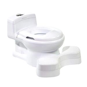 The First Years Super Pooper Potty Training Toilet Plus Potty Seat with Foot Rest White 2-in-1 Toddler Toilet Seat and Potty Chair