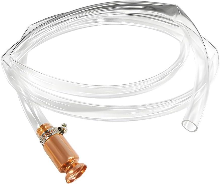 KVAEY Gas Siphon Hose, 6FT Multi-Purpose High Grade Self Priming Shaker Siphon Hand Pump Tube, 1/2'' Safety Copper Valve Siphon Pump with Transparent Hose for Oil Gas Fuel Transfer