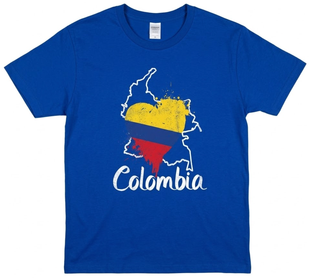 Colombia Heart Colombian Flag Card Pride Vintage T-Shirt, M