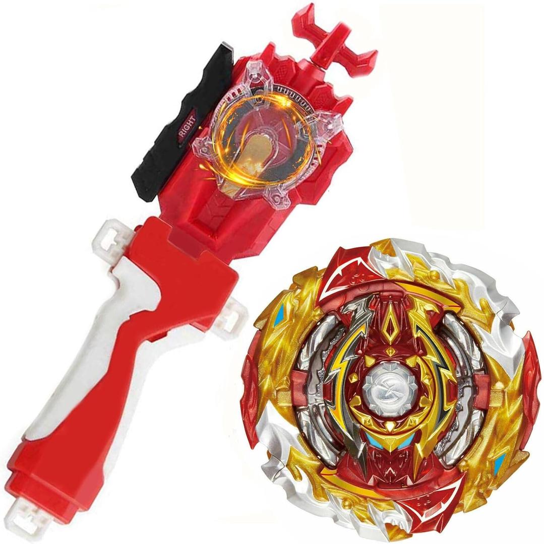 Battling Sparking String Launcher, World Spriggan Top Burst Set, Left and Right Spin String Launcher Grip Compatible with All Bey Burst Series - Red