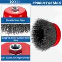 Wire Brush for Angle Grinder (4"/100mm) 10Pack, Crimping Steel Wires 0.012" (Carbon Steel) Wire Wheels with 5/8 Inch-11 Threaded Arbor - for Rust, Cleaning, Deburring on Cast Iron