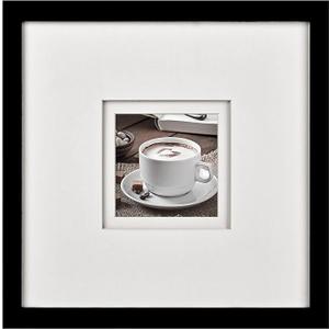 Yaetm 12x12 Square Picture Frame Matted to 5x5, Double Floating Ivory Mat, Black Photo Frame with Polished Tempered Glass for Wall Gallery, Home and Office, Wall Mounting, Single, Black