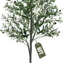 6FT Artificial Olive Tree,Artificial Plants Indoor,Faux Olive Tree Indoor with Natural Wood Trunk and Realistic Leaves and Fruits for Home Office Decor Thanksgiving Gift