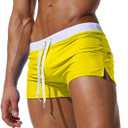TONLEN Mens Swimwear Short Swim Trunks with Zipper Pocket (Medium, Yellow #2)