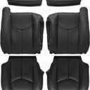 NLQR #692/69i Dark Gray Driver & Passenger Bottom & Top & Armrest Covers Replacement Leather Seat Covers fit for Chevy Silverado Avalanche Tahoe Suburban Yukon GMC Sierra 1500 2500HD 3500HD 2003-2007