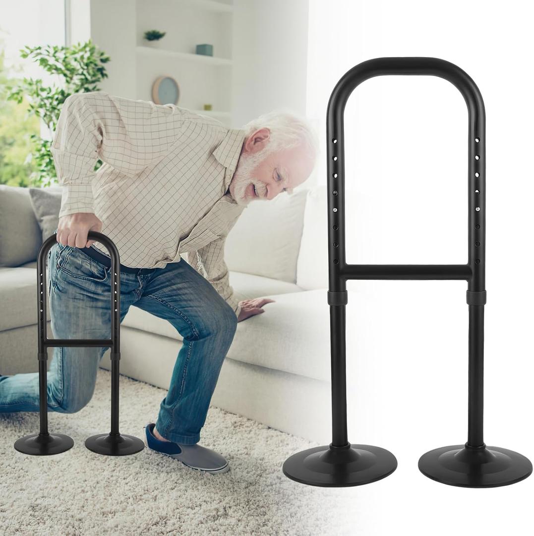 Dual Base Standing Assist Device, 9 Levels Height Adjustable Stand Assist Aid for Elderly, Portable Lightweight Aluminum Alloy Standing Tool, Mobility Aid for Old People, Pregnant, Patients