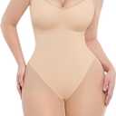 SHAPELLX Women Shapewear Bodysuit Tummy Control Body Shaper Butt Lifting Seamless Sculpting Body Suit (Medium, A2-beige)