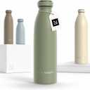 LARS NYSØM Stainless Steel Insulated Water Bottle 12oz 17oz 25oz 34oz 51oz | Insulated Thermo Flask for Hot and Cold Beverages | Leakproof Drinking Bottle (Sage Green, 17oz)